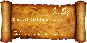 Kassai Szilveszter névjegykártya